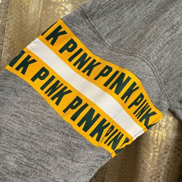PINK Victorias Secret Oakland A's Gray Green Sequin Hoodie Sweater Small - Picture 3 of 7